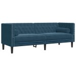 Vidaxl canap� chesterfield avec traversins 3 places bleu velours