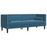 Vidaxl canap� chesterfield avec traversins 3 places bleu velours