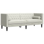 Vidaxl canap� chesterfield avec traversins 3 places cr�me velours