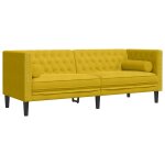 Vidaxl canap� chesterfield avec traversins 3 places jaune velours