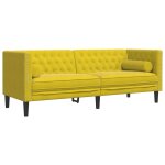 Vidaxl canapé chesterfield avec traversins 3 places jaune velours Vidaxl canapé chesterfield avec traversins 3 places jaune velours