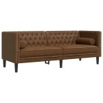 Vidaxl canap� chesterfield avec traversins 3 places similicuir daim