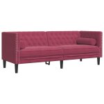 Vidaxl canapé chesterfield avec traversins 3 places velours Vidaxl canapé chesterfield avec traversins 3 places velours