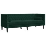 Vidaxl canap� chesterfield avec traversins 3 places vert fonc� velours