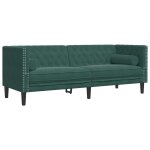 Vidaxl canapé chesterfield avec traversins 3 places vert foncé velours Vidaxl canapé chesterfield avec traversins 3 places vert foncé velours