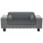 Vidaxl canap� pour chien gris 81x43x31 cm peluche et similicuir