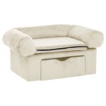 Vidaxl canap pour chien avec tiroir crme 75x50x38 cm peluche