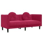 Vidaxl canap� avec coussins 2 places rouge bordeaux velours