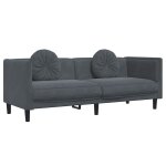Vidaxl canap avec coussins 3 places gris fonc velours