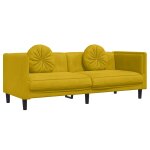 Vidaxl canap� avec coussins 3 places jaune velours