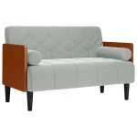 Vidaxl canap� deux places avec coussins cylindriques gris clair 110 cm velours