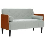 Vidaxl canap� deux places avec coussins cylindriques gris clair 110 cm velours