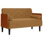 Vidaxl canap� deux places avec coussins cylindriques velours marron 110 cm