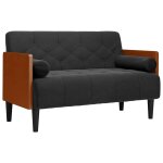 Vidaxl canap� deux places avec coussins cylindriques velours noir 110 cm