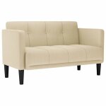 Vidaxl canap� deux places cr�me 111 cm en tissu