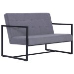 Vidaxl canap� - lit � 2 places avec accoudoirs gris clair acier et tissu
