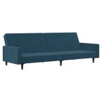 Vidaxl canap� - lit � 2 places bleu velours