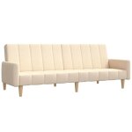 Vidaxl canap� - lit � 2 places cr�me tissu