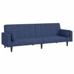 Vidaxl canap - lit  2 places avec deux oreillers bleu tissu