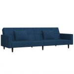 Vidaxl canap� - lit � 2 places avec deux oreillers bleu velours