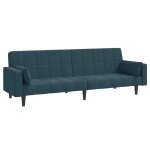 Vidaxl canap� - lit � 2 places avec deux oreillers bleu velours