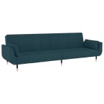 Vidaxl canap - lit  2 places avec deux oreillers bleu velours