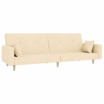 Vidaxl canap� - lit � 2 places avec deux oreillers cr�me tissu