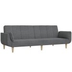 Vidaxl canap - lit  2 places avec deux oreillers gris clair tissu