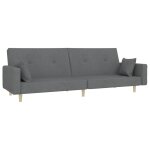 Vidaxl canap� - lit � 2 places avec deux oreillers gris clair tissu
