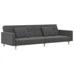 Vidaxl canap� - lit � 2 places avec deux oreillers gris clair tissu