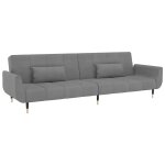 Vidaxl canap - lit  2 places avec deux oreillers gris clair velours