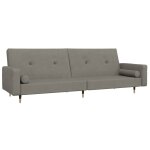 Vidaxl canap� - lit � 2 places avec deux oreillers gris clair velours