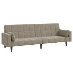 Vidaxl canap - lit  2 places avec deux oreillers gris clair velours