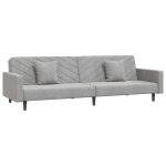 Vidaxl canap� - lit � 2 places avec deux oreillers gris clair velours