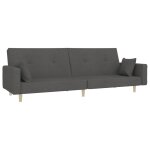 Vidaxl canap� - lit � 2 places avec deux oreillers gris fonc� tissu
