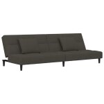 Vidaxl canap� - lit � 2 places avec deux oreillers gris fonc� velours