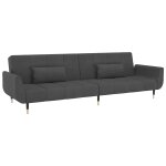 Vidaxl canap� - lit � 2 places avec deux oreillers gris fonc� velours