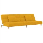 Vidaxl canap - lit  2 places avec deux oreillers jaune tissu