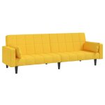 Vidaxl canap� - lit � 2 places avec deux oreillers jaune tissu