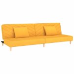Vidaxl canap� - lit � 2 places avec deux oreillers jaune tissu