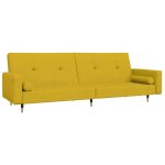 Vidaxl canap� - lit � 2 places avec deux oreillers jaune velours