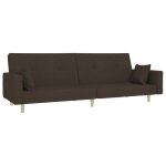 Vidaxl canap - lit  2 places avec deux oreillers marron fonc tissu