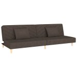 Vidaxl canap - lit  2 places avec deux oreillers marron tissu