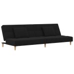 Vidaxl canap� - lit � 2 places avec deux oreillers noir tissu