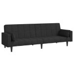 Vidaxl canap - lit  2 places avec deux oreillers noir tissu