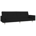 Vidaxl canap� - lit � 2 places avec deux oreillers noir velours