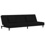 Vidaxl canap� - lit � 2 places avec deux oreillers noir velours