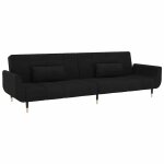 Vidaxl canap� - lit � 2 places avec deux oreillers noir velours