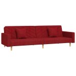 Vidaxl canap� - lit � 2 places avec deux oreillers rouge bordeaux tissu