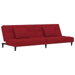 Vidaxl canap� - lit � 2 places et deux oreillers rouge bordeaux velours